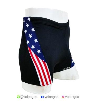 กางเกงว่ายน้ำเนื้อดีจากผ้า lycra ลาย USA ขาสั้น ไซส์ M, L, XL, XXL รุ่น USA-5