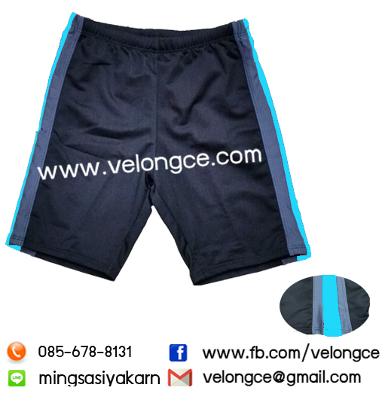 กางเกงว่ายน้ำเด็ก แถบข้างสีเทาสลับสี ขายาว 3 ส่วน Size 6-8-10-12-14-16